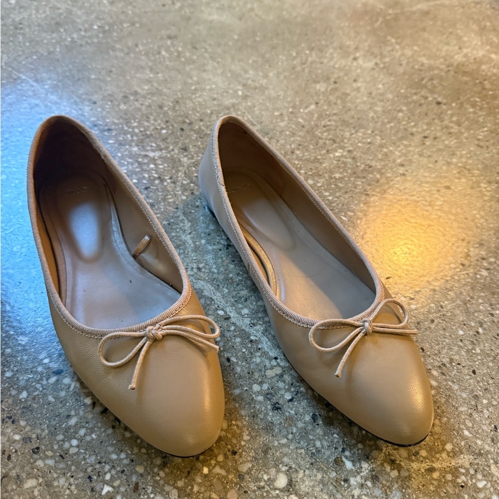 Mango Beige Women's Ballet Flats with Bow